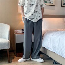 直筒排扣裤子夏季高街ins潮流宽松运动休闲裤阔腿卫裤k838-p35图片
