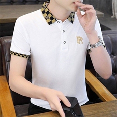 84055-P35字母刺绣POLO衫男短袖t恤夏季休闲半袖高端潮牌百搭修身，男装Polo衫，电商D310B-1