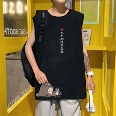 ！港风2023夏季无袖背心男加肥加大码宽松短袖T恤男BX269-P20，男装背心/马甲，电商B371