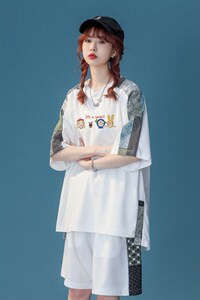 中性风 2023夏季新款腰果花冰丝华夫格套装TZ951 P65控88图片