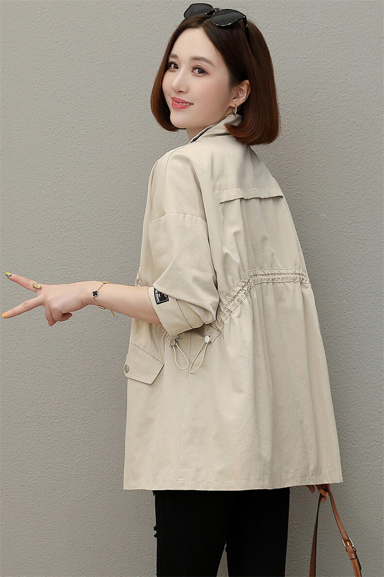 女士风衣短款2024年新款春秋季立领宽松休闲爆款高级感小个子外套,女装短外套,依万里