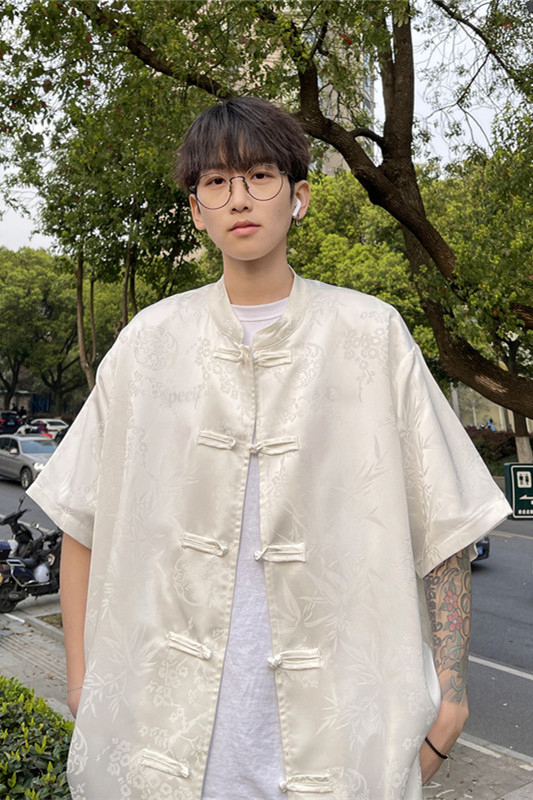 新中式风盘扣复古衬衫男夏季痞帅高级感衬衣812-CY518-P50控68,男装衬衫,星座812