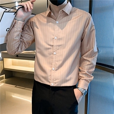 条纹长袖衬衣新品轻熟风男装韩版修身高级感衬衫男士商C001，男装衬衫，星座1116A-2（原606A-1）