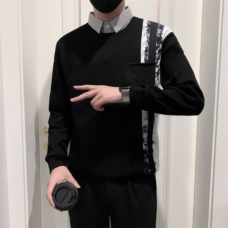 B340WY1813P78108无头店主风高品质假两件卫衣男,男装卫衣,电商B340