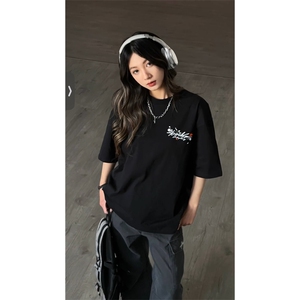 网图有货 夏季手写花卉刺绣短袖T恤男女情侣设计感上衣 A481-P35图片