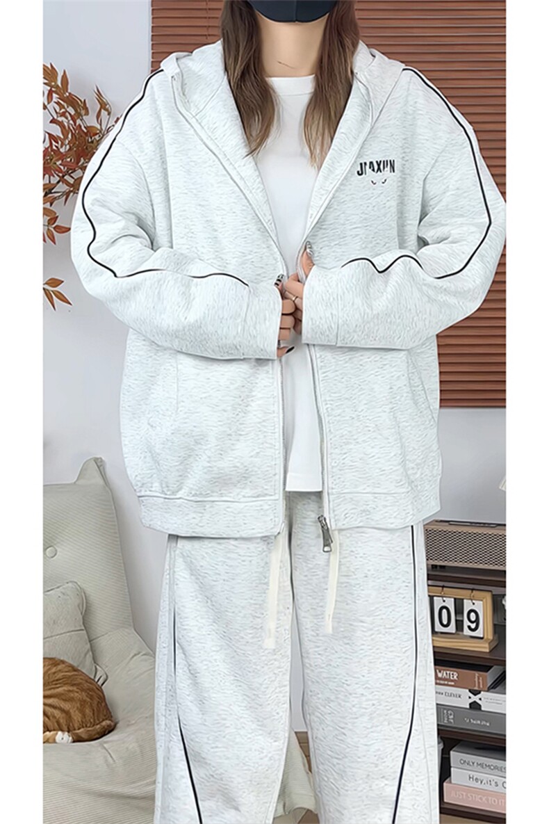 美式斜纹宽松抽绳连帽高级感运动休闲套装W4709特P60/K8666特P40,男装休闲套装,电商A007