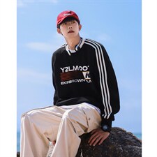 港风圆领字母印花图案设计袖子三杠织带潮流卫衣男WY77762P48控68，男装卫衣，星座227-7