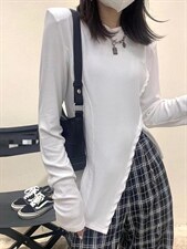 不规则垫肩打底上衣，其它，Queena PHoebe