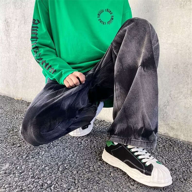 牛仔裤男秋季潮大码休闲裤子高街NK577P40图片
