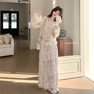 26春新款现-浪漫蕾丝拼接千金碎花半身裙两件套2618-P200K328图片