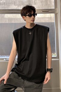 1美式港风四角星设计潮流背心大码M-5XL休闲背心男BX8764P25控39图片