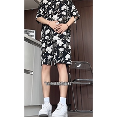 短袖衬衫男+短裤男套装男100%聚酯纤维M-5XL大码TZ78709P50控98，男装休闲套装，星座226-1