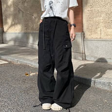 美式复古水洗做旧多口袋工装裤女阔腿宽松直筒百搭长款，女装休闲裤，星座1210-1