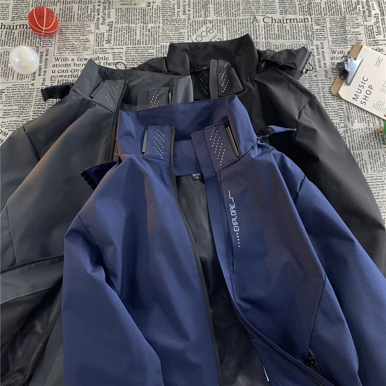 美式冲锋衣外套男秋季连帽户户外大码登山防水机能风 QJ10 P58图片
