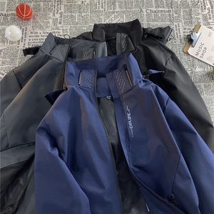 美式冲锋衣外套男秋季连帽户户外大码登山防水机能风 QJ10 P58图片