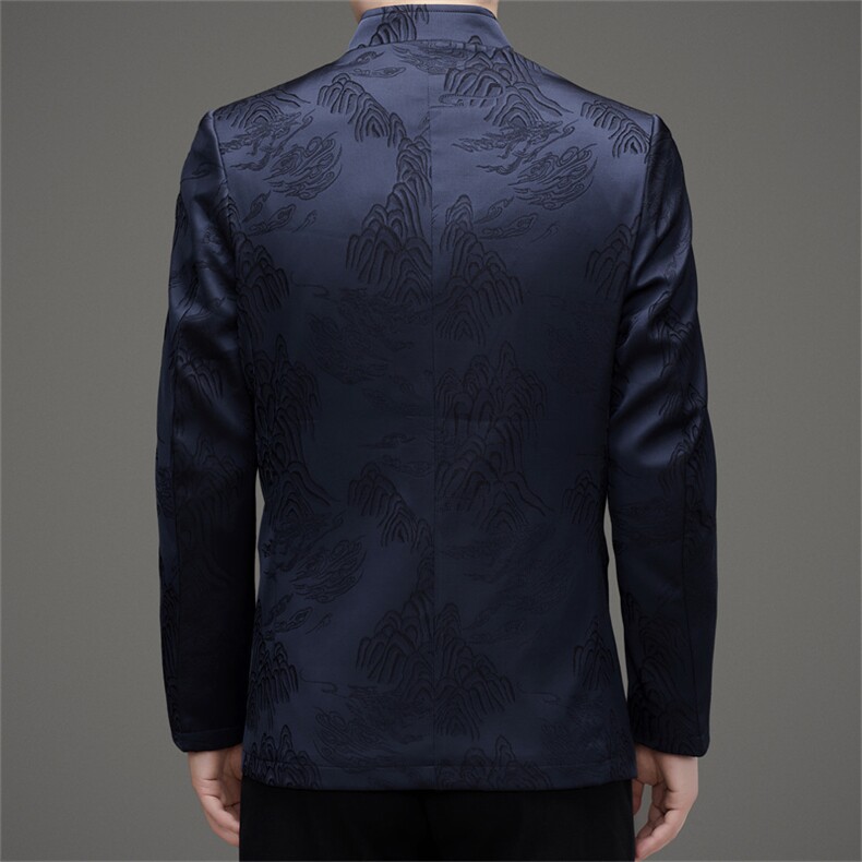 新款高品质中山装西服外套男士中老年风新中式休闲西服唐装,男装西服,钱塘723