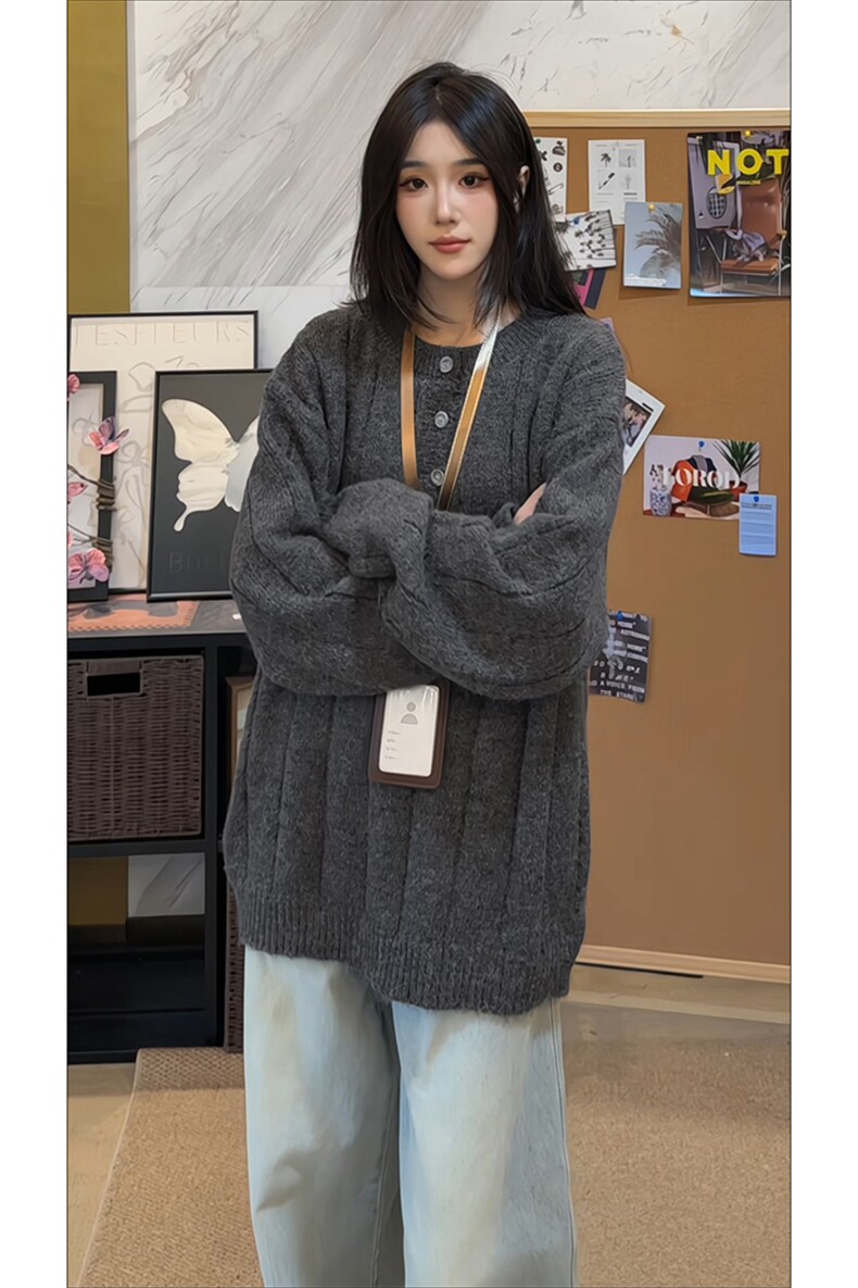 慵懒潮搭高级感上衣潮流风格藏格调复古韵味毛衣HY843TP45无差价,男装针织衫/毛衣,电商A102B