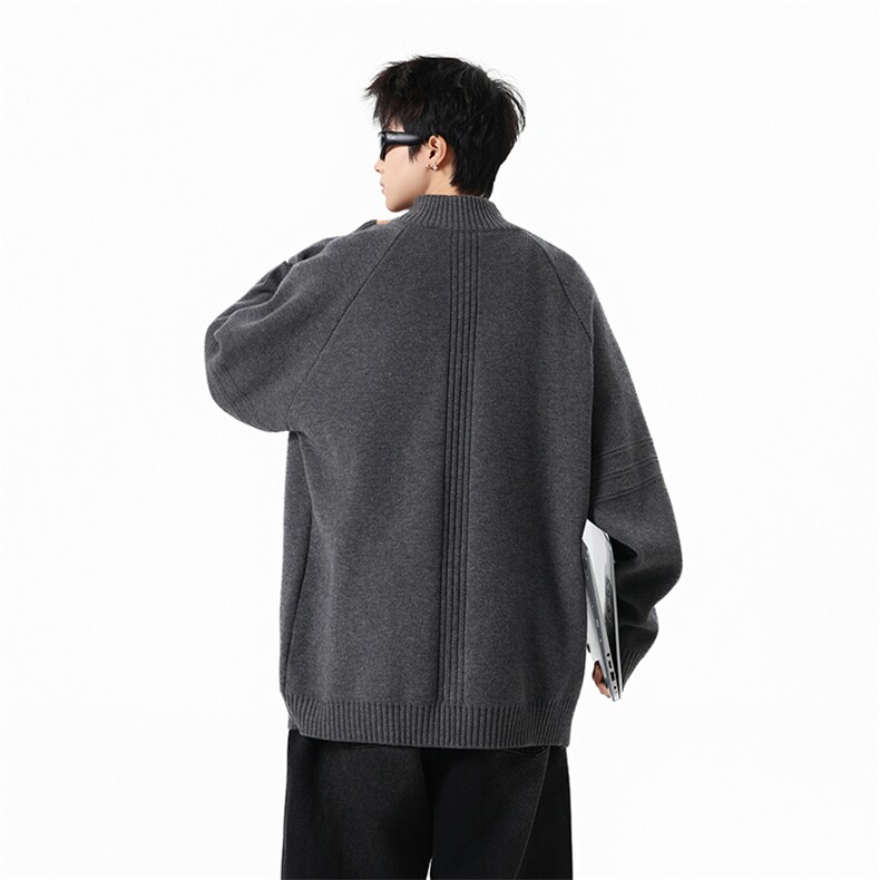 YK86098-P50腈纶45%锦纶24.3%聚酯纤维30.7%立领拉链开衫毛衣男,男装针织衫/毛衣,电商A086-1