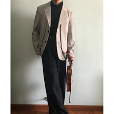 春秋千鸟格西装男外套新款男士休闲单件格子修身西服高级单西男装，男装西服，星座601-1
