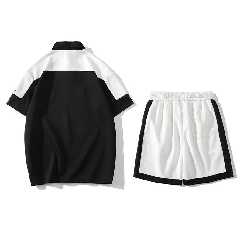 夏上新学生撞色半袖套装百搭印花翻领Polo衫男女7805-P75控价108,男装Polo衫,电商A441
