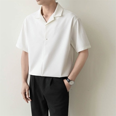 夏男立领纯色衬衫男休闲宽松休闲衬衣轻熟风A236-82552-P55，男装衬衫，电商A236