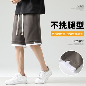 夏季短裤男宽松无影墙假两件纯色百搭五分裤运动短裤CK2410-P29图片