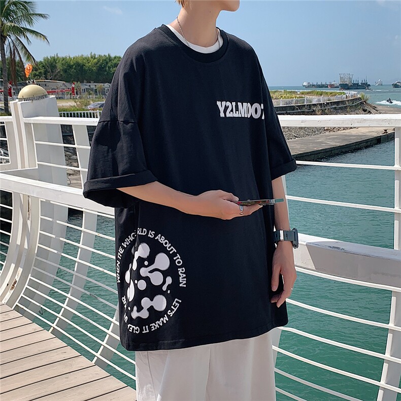 1图案已注册港风日系中性休闲情侣大码风短袖DT7654P28控45,男装T恤,星座226-2