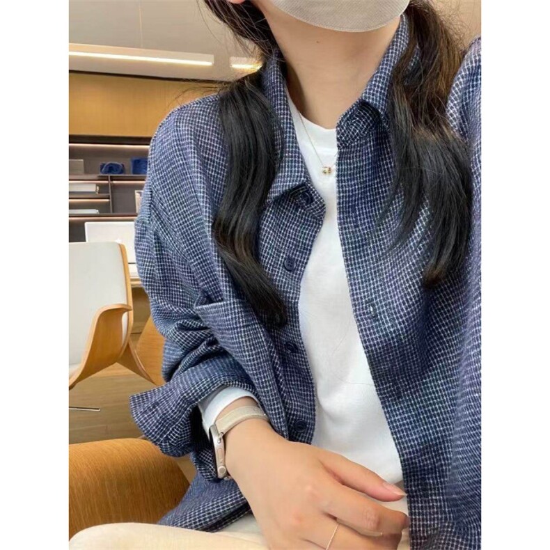 TC662-p45格子加厚磨毛上衣毛呢衬衫松弛感宽松显瘦长袖衬衣，女装衬衫，星座617A-2