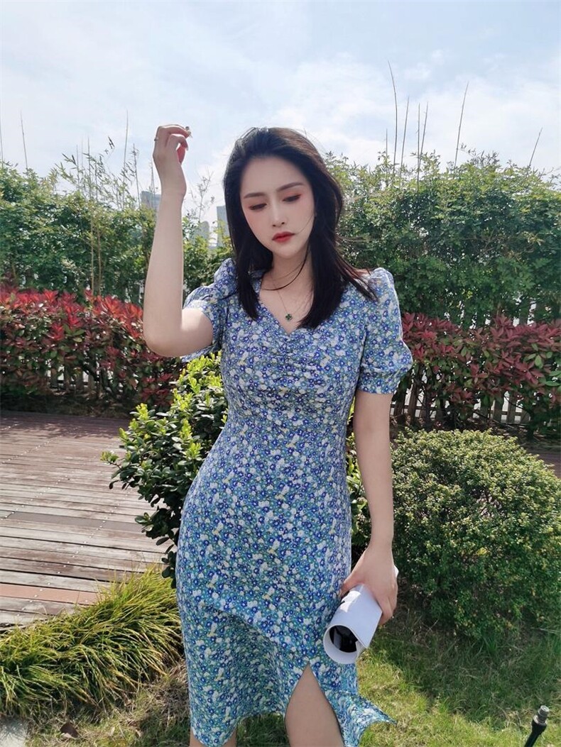 夏季新款碎花连衣裙，女装连衣裙，YO\VLF雅洛菲