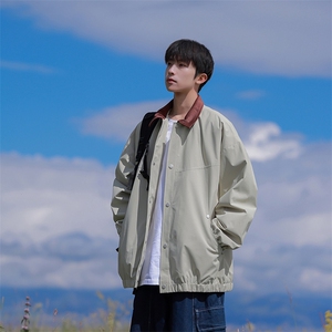 815A-MJ78632-58特 秋冬纯色翻领外套夹克潮牌冲锋衣服男模图片