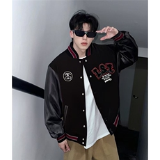 网图高街字母外套拼接夹克美式刺绣棒球服A025-XY1222-P72夹棉82，男装夹克，电商A025