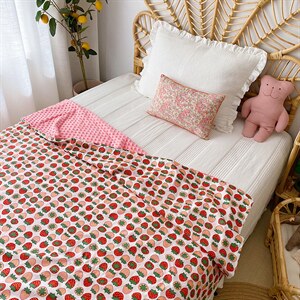 2024新款-40支贡缎3D豆豆绒被套毯四季款 草莓派图片