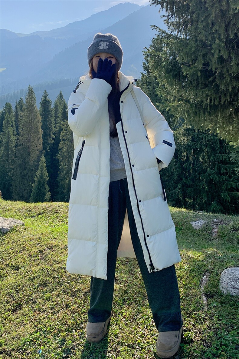白色超好看羽绒服女冬季2024韩系温柔过膝加厚90白鸭绒外套,女装羽绒服,诺蝶