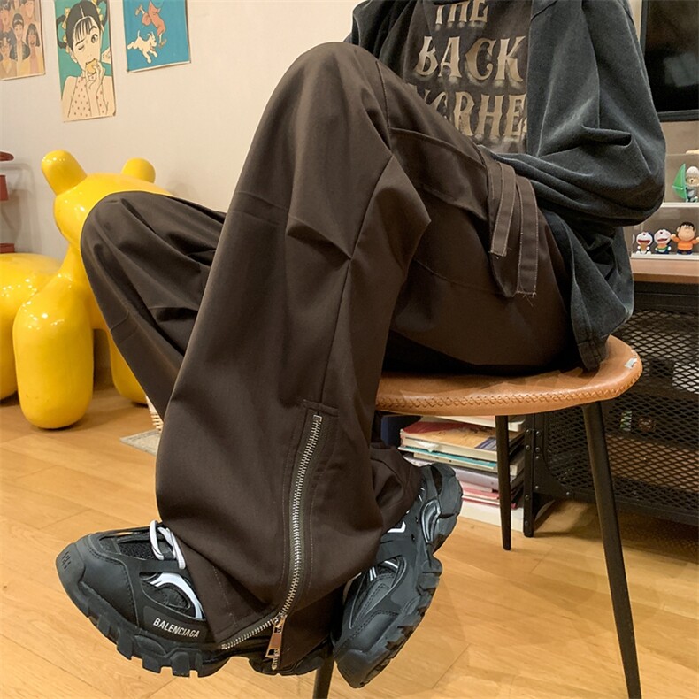 XZ213-DK2001-P55控68港风大码拉链开叉hiphop美式休闲工装裤男，男装工装外套，星座213