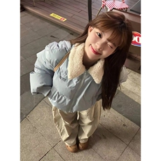 195大喜美式毛领短款棉服外套女冬季百搭面包服复古休闲棉衣棉袄，男装棉衣，星座506A