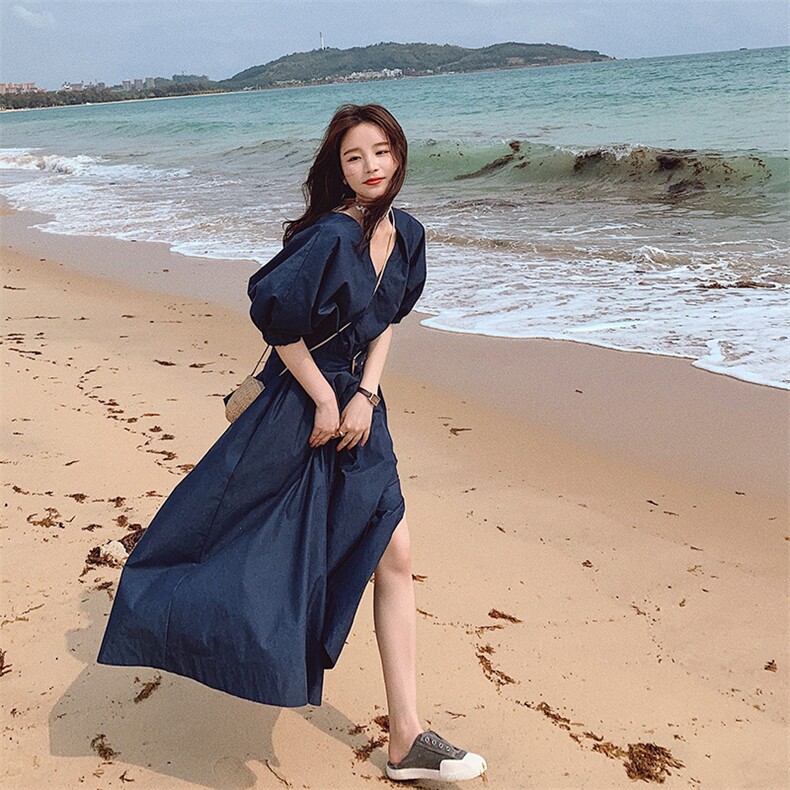 韩系紫色连衣裙女夏2025新款法式收腰显瘦爆款长款长裙流行绝美,女装连衣裙,浙宝225