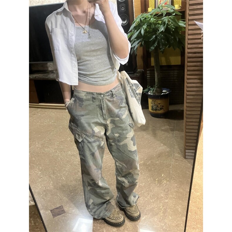 【有货】军绿色伐木迷彩工装裤男美式vibe裤子高街K7049HH-特P55,男装工装外套,星座1007（原301D）