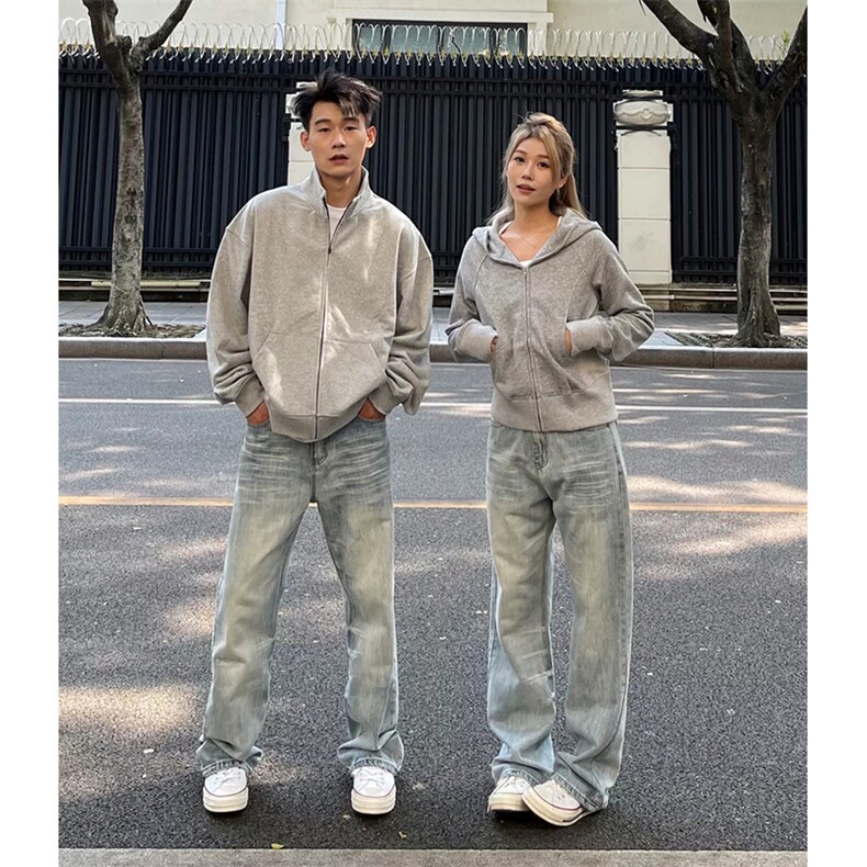 【网图】B221美式ins高街重工艺宽松微喇牛仔裤LK24388-P55控78,男装牛仔裤,电商B221