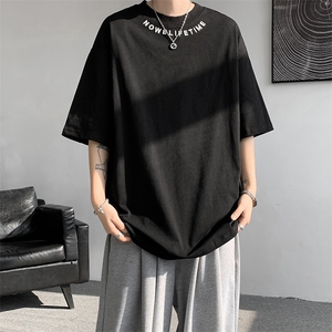 8XL-M特大码正肩纯棉短袖t恤男夏季刺绣上衣白色内搭打底DX309P35图片