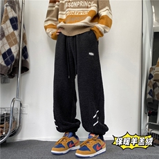2024冬季新款潮流羊羔绒保暖宽松束脚休闲裤B315-K23530-p65控88，男装休闲裤，电商B315