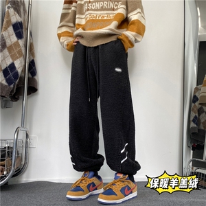 2024冬季新款潮流羊羔绒保暖宽松束脚休闲裤B315-K23530-p65控88图片