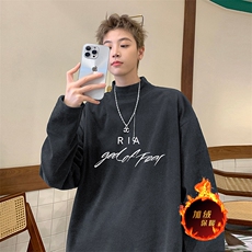 一件过冬重磅保暖针织衫德绒加绒加厚卫衣半高领打底长袖T恤DR94，男装T恤，电商A486