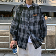 复古格子长袖衬衫大码休闲潮流外套C2168-P32【特价】，男装衬衫，电商A007