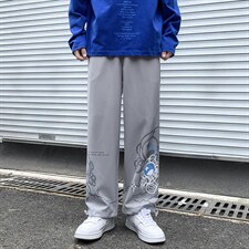 2024秋冬数据新款港风卡通印花抽绳束脚运动休闲裤K230-P45，男装休闲裤，星座914-3