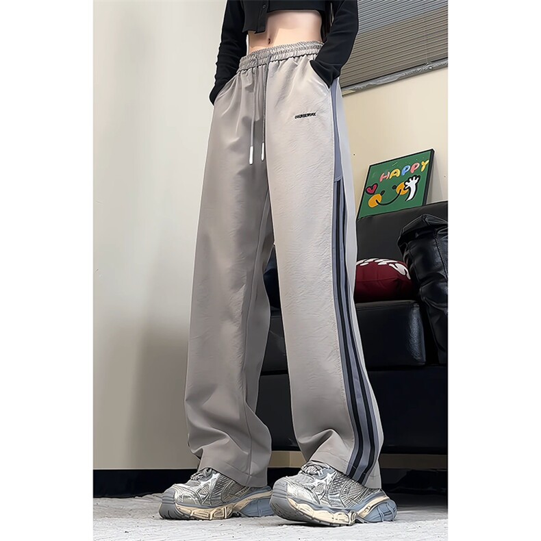 视频图-美式拼接休闲裤男春秋潮牌宽松直筒阔腿8057-P28,男装休闲裤,电商B380（原B361）