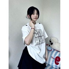 H0889-P35原版工艺刺绣+钉珠230克情侣款休闲宽松短袖T恤，女装T恤，星座617A-2