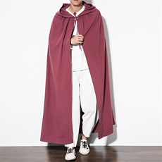 秋季大氅男装披风汉服古装长衫连帽风衣棉麻外套6020-1/8805/，男装民族服装，电商B275