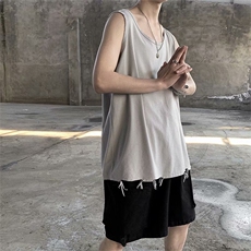 坎肩背心潮男夏季潮牌港风ins运动无袖短袖T恤宽松嘻哈BX241-p23，男装背心/马甲，星座1008
