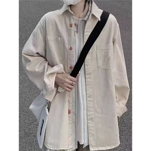 春夏薄款衬衫外套女宽松潮复古情侣牛仔泼墨薄款上衣潮LS203 P40图片