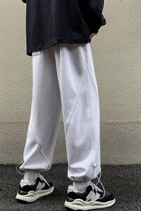 2024秋冬新款 港风 撞色绣标宽松抽绳束脚休闲裤运动裤K241-P60图片